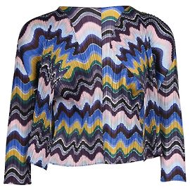 Pleats Please Issey Miyake Chevron Patterned Cardigan in Multicolor Polyester Multiple colors