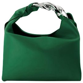 JW Anderson Bolsa Hobo Pequena Corrente em Couro Verde Verde