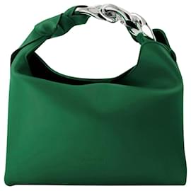 JW Anderson-Small Chain Hobo Bag in Green Leather-Green