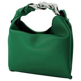 JW Anderson-Small Chain Hobo Bag in Green Leather-Green