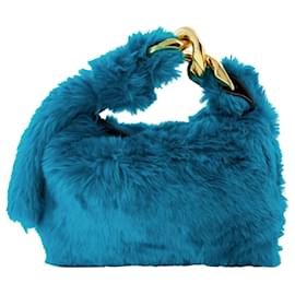 JW Anderson-Small Chain Hobo Bag in Blue Leather-Blue