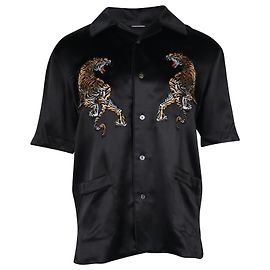 Alexander Wang Camisa Upperr-Motif em Seda Preta Preto
