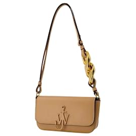 JW Anderson-Anchor Chain Baguette in Beige Leather-Beige