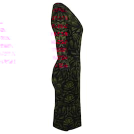 Alexander Mcqueen-Alexander Mcqueen Floral Bodycon Midi Dress in Red Viscose-Other