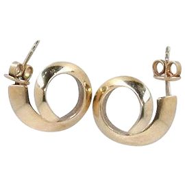 Bottega Veneta Orecchini Cerchio Spirale in Argento 925 Oro Giallo D'oro