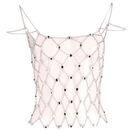 Paco Rabanne Kristallweste in silberner Messingkette Silber Metallisch
