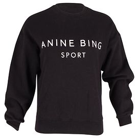 Sweatshirt mit Anine Bing Evan-Logo aus schwarzer Bio-Baumwolle Schwarz