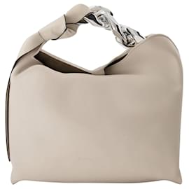 JW Anderson-Small Chain Hobo Bag in White Leather-Other