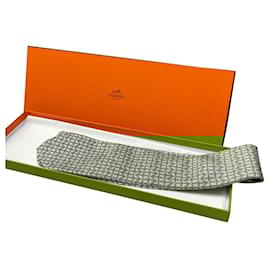 Hermès-Gravata Hermès soberba na caixa-Cinza,Cinza antracite