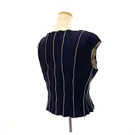 Chanel-* CHANEL Chanel Vest 40 Navy Ladies 99P Tops-Navy blue