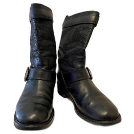 Giuseppe Zanotti Botas biker Zanotti de couro com glitter Preto Metálico