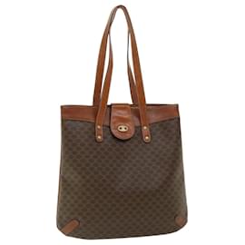 Céline-CELINE Macadam Canvas Tote Bag PVC Leather Brown Auth ar7644-Brown