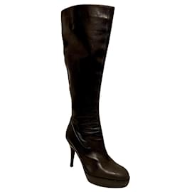 Yves Saint Laurent-YSL Rive Gauche Bota cano alto vintage-Preto