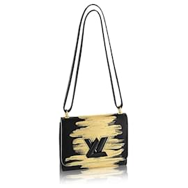 Louis Vuitton-Bolso Louis Vuitton de cuero negro/dorado Twist PM Edición limitada-Multicolor