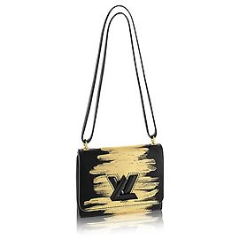Bolsa Louis Vuitton couro preto/dourado Twist PM edição limitada Multicor