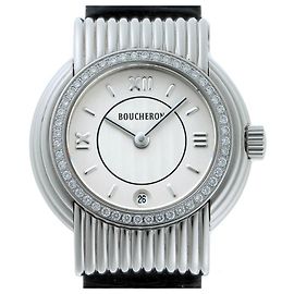 *BOUCHERON Solis Diamond Quartz Silver Quadrante SS Argento