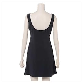 Chanel-* Chanel Coco Button 97C Nylon Sleeveless Dress 42 Ladies Black Swimwear-Black