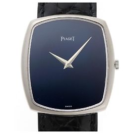 *PIAGET Piaget No- watch Hand winding Blue dial 750WG Black White Golden