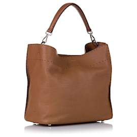 Fendi-Fendi Marron Selleria Anna Cartable en cuir-Marron,Marron clair