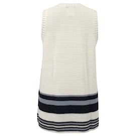 Chanel-Chanel knitted tank top in cream cotton & silk with stripes-White,Cream