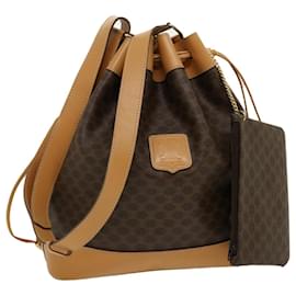 Céline-CELINE Macadam Canvas Shoulder Bag PVC Leather Brown Auth am2637g-Brown