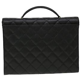 Chanel-CHANEL Matelasse Briefcase Caviar Skin Black CC Auth yk5145a-Black