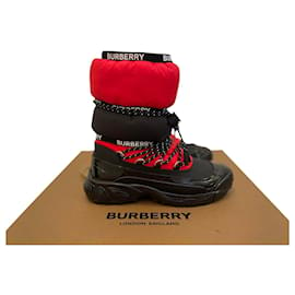 Burberry-Doposci color block con nastro logato-Rosso