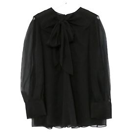 Camicetta con fiocco in seta nera Carolina Herrera Nero