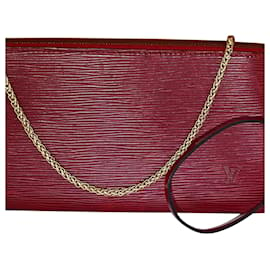 Louis Vuitton-Bolso Louis Vuitton Epi 24 Pochette Accessories Bolso bandolera de piel rojo Usado-Roja