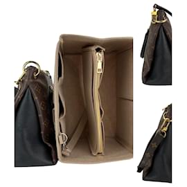 Louis Vuitton-Louis Vuitton PALLAS Monogram Canvas Calf Leather Black Handbag Added Insert Preowned-Brown