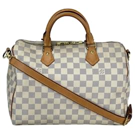 Louis Vuitton-Louis Vuitton speedy Bandouliere 30 Damier Azur Shoulder Hand Bag Added Insert Preowned-White