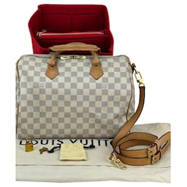 Louis Vuitton-Louis Vuitton speedy Bandouliere 30 Damier Azur Shoulder Hand Bag Added Insert Preowned-White