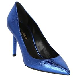 Saint Laurent-Anja Metallic Pumps-Blue