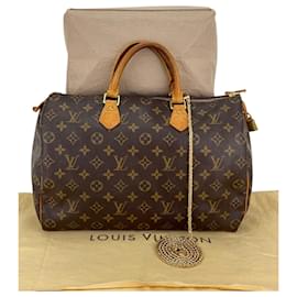 Louis Vuitton-Louis Vuitton Monogram Canvas Speedy 35 Shoulder Bag Added Insert & Chain M41107 Preowned-Brown