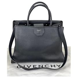 Givenchy-Sac à main Givenchy Obsedia Medium Flap en cuir de veau grainé noir 2 manières d'occasion-Noir