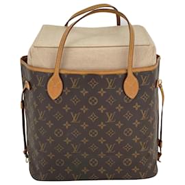 Louis Vuitton-LOUIS VUITTON Bolso tote de hombro marrón con monograma Neverfull MM Inserción añadida Usado-Castaño
