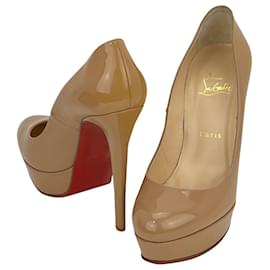 Christian Louboutin-Louboutin Bianca Beige Nude Patent Leather Pumps Red Bottom Heels Preowned-Flesh