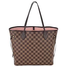 Louis Vuitton-Louis Vuitton Neverfull MM Brown Damier Ebene Canvas Leather Tote Added Insert Pre-owned-Brown