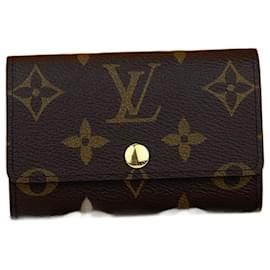 Louis Vuitton-Louis Vuitton 6 Key Holder Monogram Brown Canvas M62630 Key Chain preowned-Black