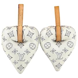 Louis Vuitton-Palmilhas de sapato LOUIS VUITTON LV Acessório de guarda-roupa de viagem ornamento de chifres de sapato usado-Branco,Cru