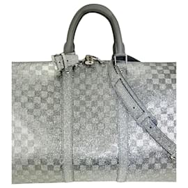 Louis Vuitton-Louis Vuitton Keepall Bandouliere 50B Borsone con motivo Damier glitter argento NUOVO-Argento,Metallico