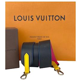 Louis Vuitton-LOUIS VUITTON Epi Bandouliere Reposição Alça de Ombro Preto Rosa Amarelo Usado-Preto