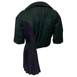 Fendi-Parka courte doublée Fendi avec détail plissé en laine vierge verte-Vert