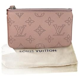 Louis Vuitton-LOUIS VUITTON Key Pouch Mahina Magnolia Pink Coin Holder Bag Charm M69508 New-Pink