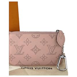 Louis Vuitton-LOUIS VUITTON Key Pouch Mahina Magnolia Pink Coin Holder Bag Charm M69508 New-Pink