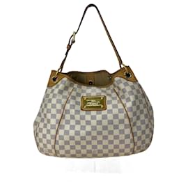 Louis Vuitton-LOUIS VUITTON GALLIERA PM White Damier Azur Canvas Shoulder Hand Bag Pre owned-White