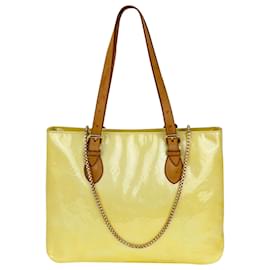 Louis Vuitton-LOUIS VUITTON Handbag Brentwood Yellow Monogram Vernis Patent Leather Tote Preowned-Yellow,Camel