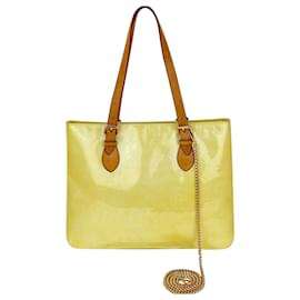 Louis Vuitton-LOUIS VUITTON Handbag Brentwood Yellow Monogram Vernis Patent Leather Tote Preowned-Yellow,Camel