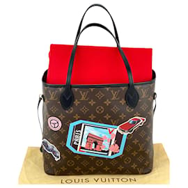 Louis Vuitton-LOUIS VUITTON Neverfull MM Canvas Monogram My LV World Tour Tote Bag pre owned-Brown