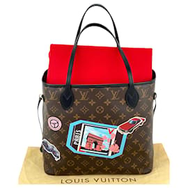 Louis Vuitton-LOUIS VUITTON Neverfull MM Canvas Monogram My LV World Tour Tote Bag occasion-Marron